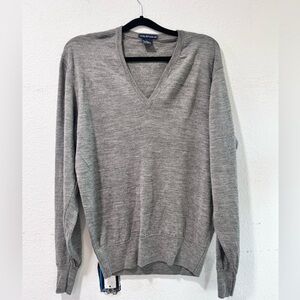 Halston Heritage Gray V-Neck Sweater Classic Fit